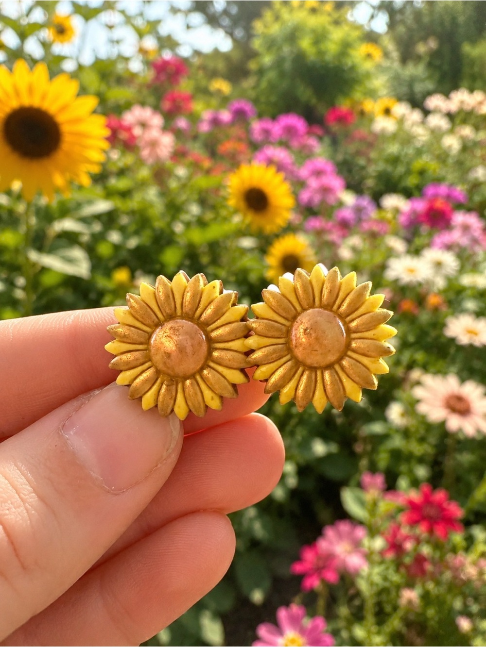 Sunflower Stud Handmade Polymer Clay Earrings - Yellow Floral Women's Jewelry
